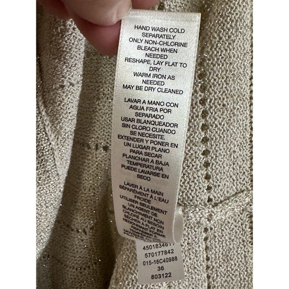 Chicos Gold Metallic Cotton Blend Cardigan Size 0 - Picture 6 of 6